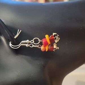 New Handmade Natural Gemstone Stack Dangle Earrings Fire Themed Gift Box Wrapped